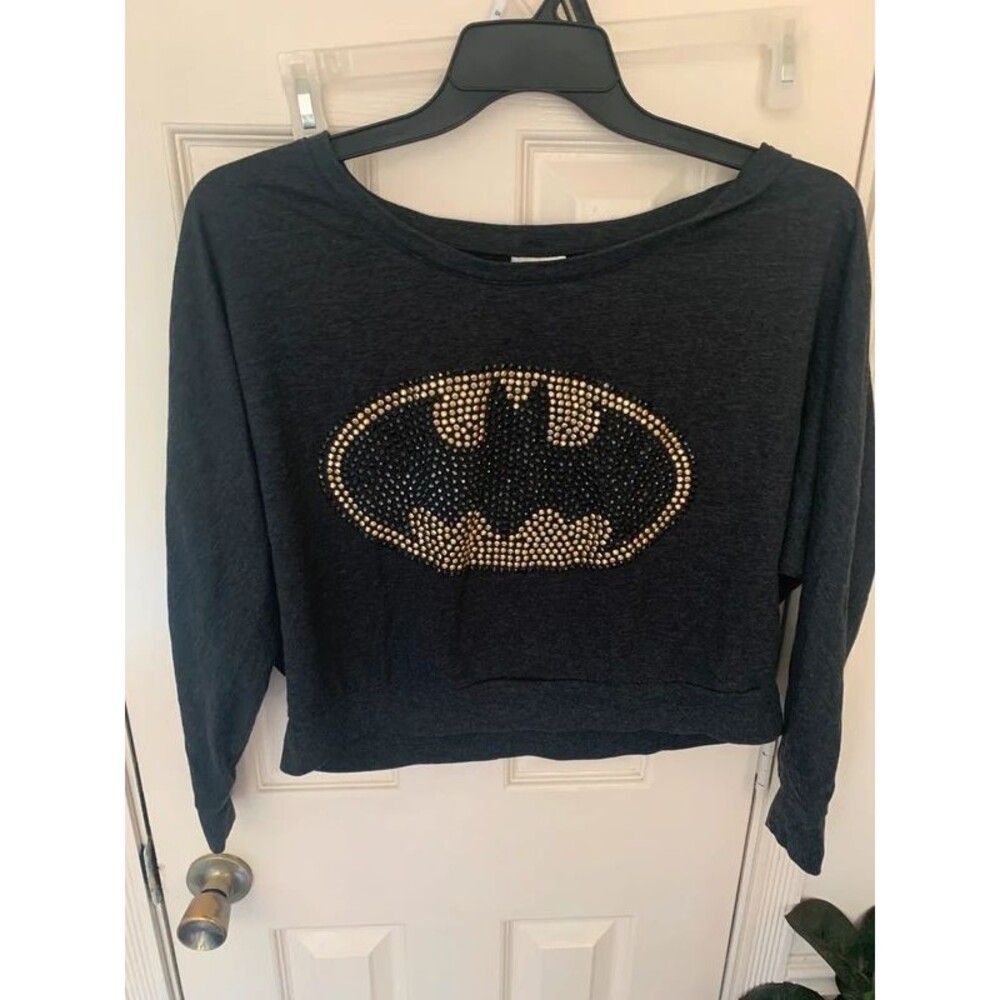 Womens Batman Crop Top Sweatshirt Long Sleeve Size Small